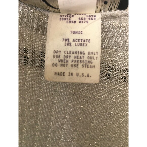 Alexis Fashion metallic silver ribbed sweater holiday pullover size medium SW2 - Picture 2 of 7